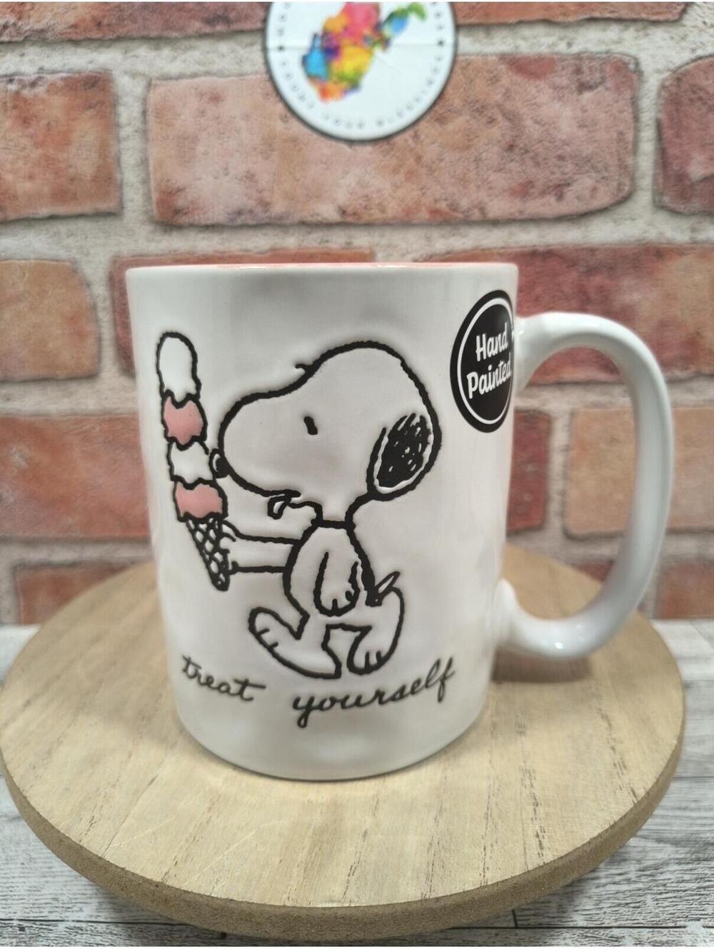 Silver Buffalo Peanuts Snoopy Treat Yourself 17oz Ceramic Coffee Mug NWT